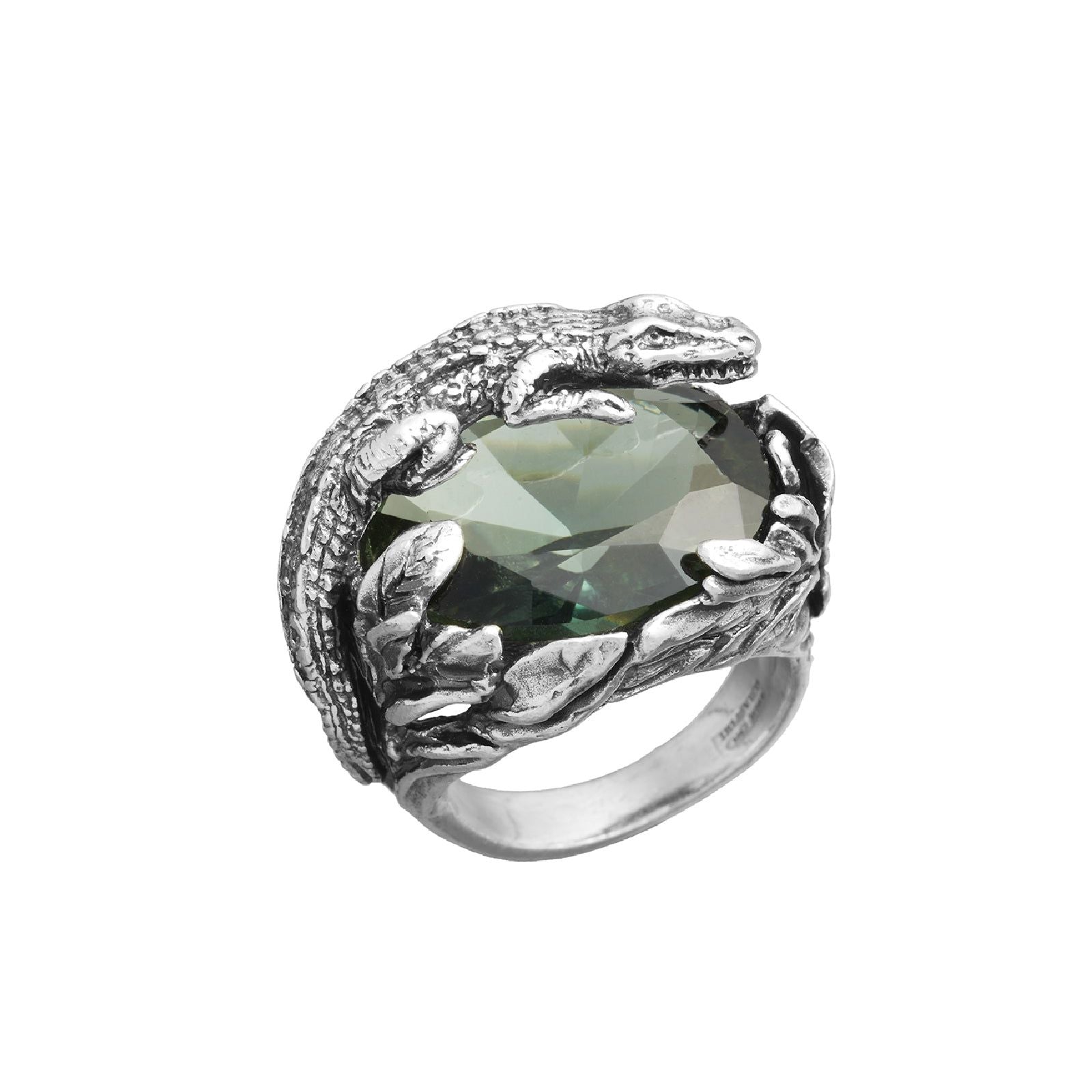 Anello donna Giovanni Raspini Color in argento con cristallo verde e coccodrillo 11910-1