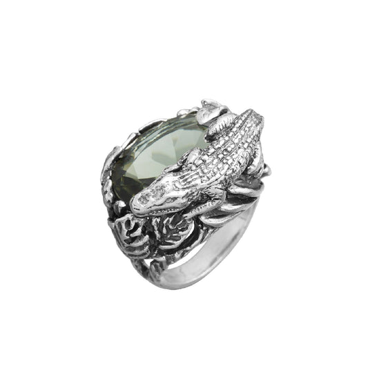 Anello donna Giovanni Raspini Color in argento con cristallo verde e coccodrillo 11910-2