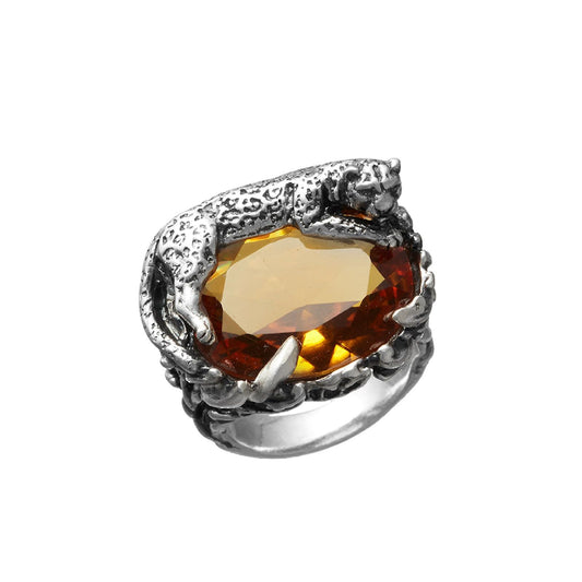 Anello donna Giovanni Raspini Color in argento con cristallo arancione e leopardo 11911-1