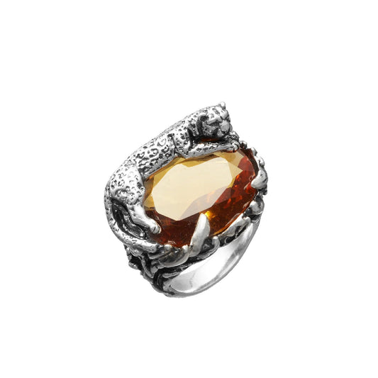Anello donna Giovanni Raspini Color in argento con cristallo arancione e leopardo 11911-2