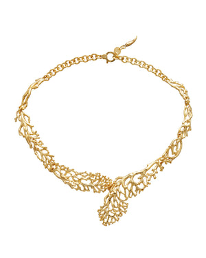 Collana rigida girocollo da donna della collezione Giovanni Raspini Coral in argento 925 dorato con decori a forma di corallo 11922