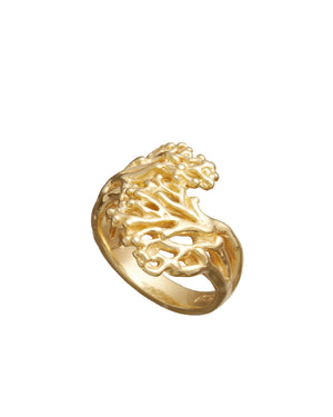 Anello contrarié da donna della collezione Giovanni Raspini Coral in argento 925 dorato con decori a forma di corallo 11925