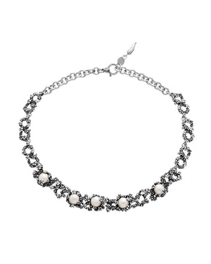 Collana rigida girocollo da donna della collezione Giovanni Raspini Mini Drops in argento 925 con perle in un decoro di perlage 11935