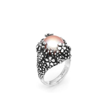 Anello grande donna Giovanni Raspini Blossom in argento con perla e fiori 11938-1
