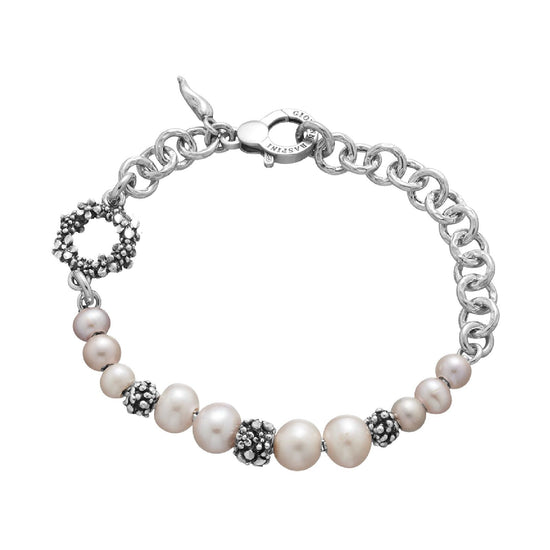 Bracciale donna Giovanni Raspini Blossom in argento con perle e fiori 11941-1