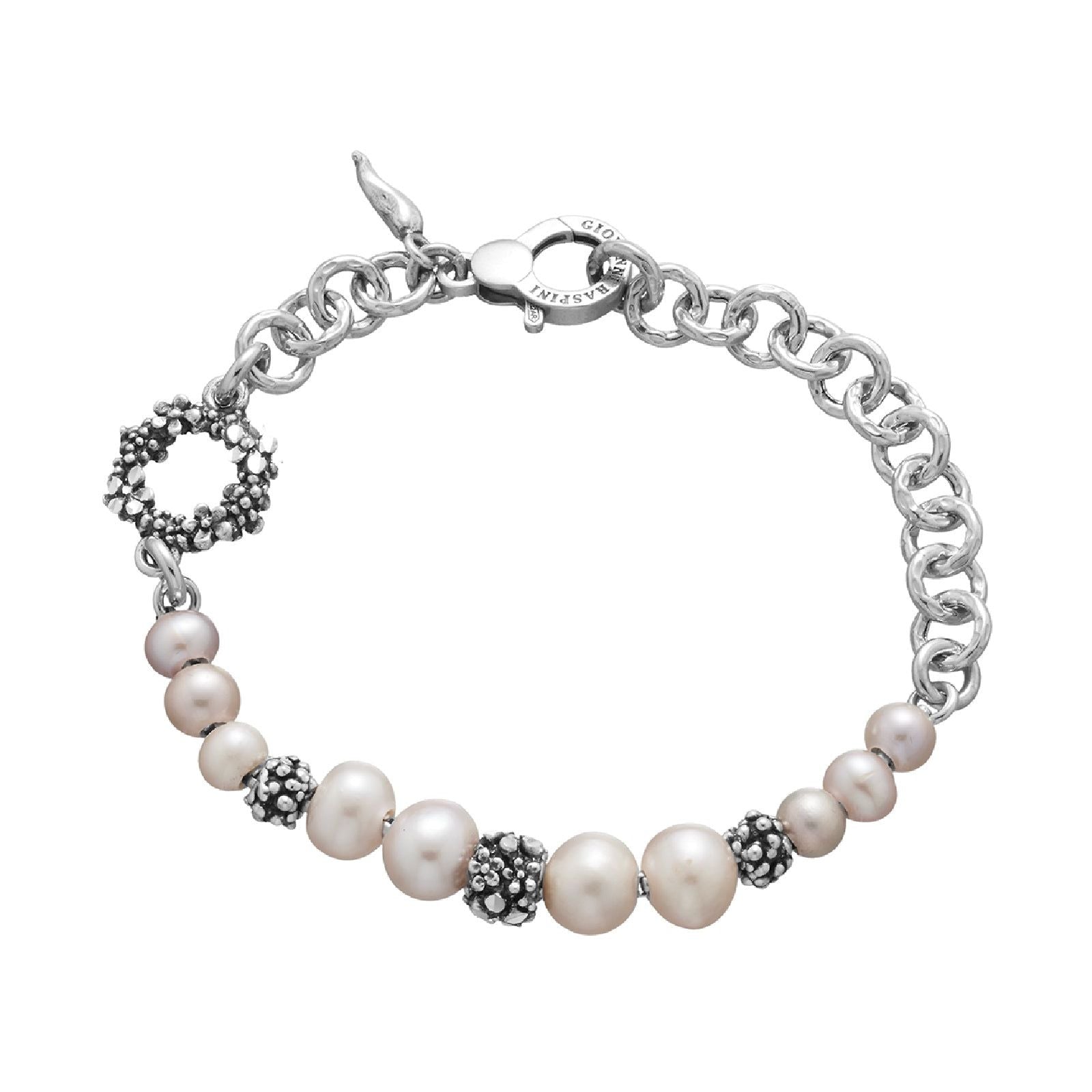 Bracciale donna Giovanni Raspini Blossom in argento con perle e fiori 11941-1