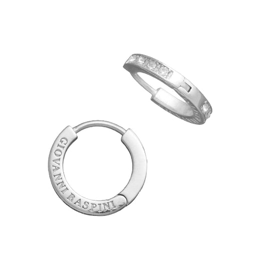 Orecchini cerchio medio donna Giovanni Raspini Huggie in argento con cristalli 11953-1