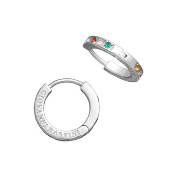 Orecchini cerchio medio donna Giovanni Raspini Huggie argento cristalli multicolor 11955-1
