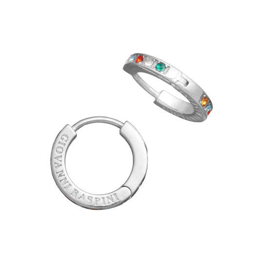 Orecchini cerchio medio donna Giovanni Raspini Huggie argento cristalli multicolor 11955-1