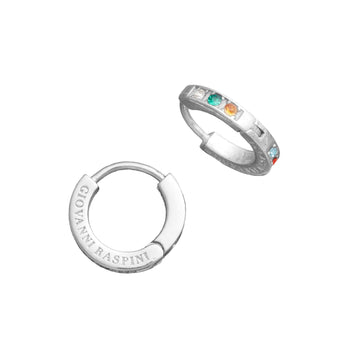 Orecchini cerchio piccolo donna Giovanni Raspini Huggie argento cristalli multicolor 11956-1