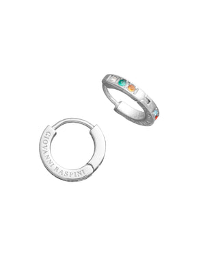 Orecchini a cerchio piccolo da donna Giovanni Raspini Orecchini Huggie Crystal Color in argento 925 decorati con cristalli multicolor 11956