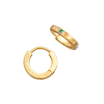 Orecchini piccoli donna Giovanni Raspini Huggie in argento oro cristalli multicolor 11970-1
