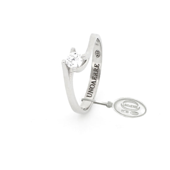 Anello solitario mini Unoaerre in argento con zircone bianco 11