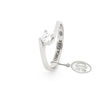 Anello solitario mini Unoaerre in argento con zircone bianco 11
