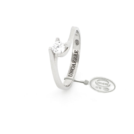 Anello solitario mini Unoaerre in argento con zircone bianco 11