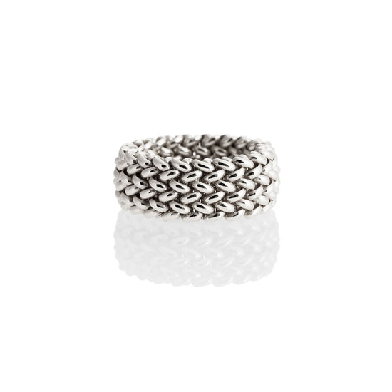 Anello Unoaerre Chicco in argento con maglia chicco di riso 11