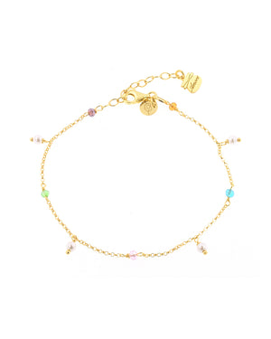 Bracciale catena da donna Piti Malì Tecnicolor in argento 925 dorato con cristalli colorati e ciondoli di perline 1216/B(OR)