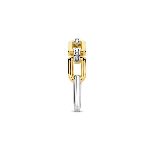 Anello tuttogiro donna TI SENTO Milano in argento dorato con maglie e zirconi 12321ZY-2
