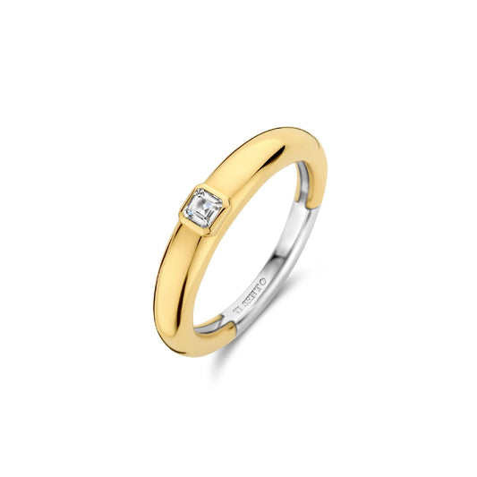 Anello solitario donna TI SENTO Milano in argento dorato zircone 12329ZY-1