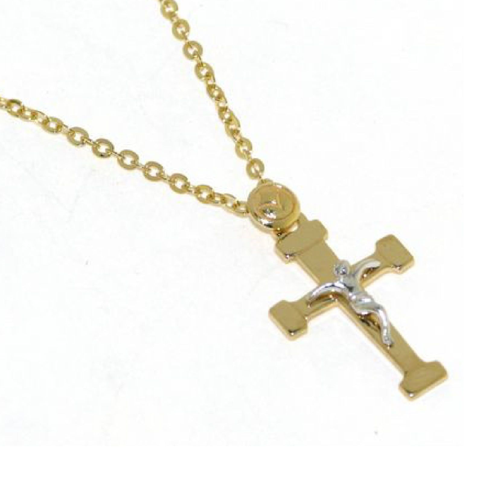 Collana donna JOY Gioielli Oro con croce e Cristo in oro giallo e bianco 125082-1