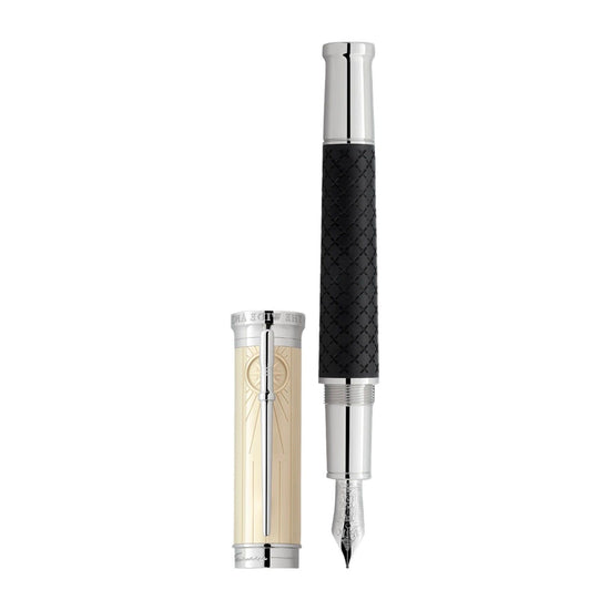 Penna stilografica Montblanc Robert L. Stevenson resina, oro rodio bianco, nero 129417-1