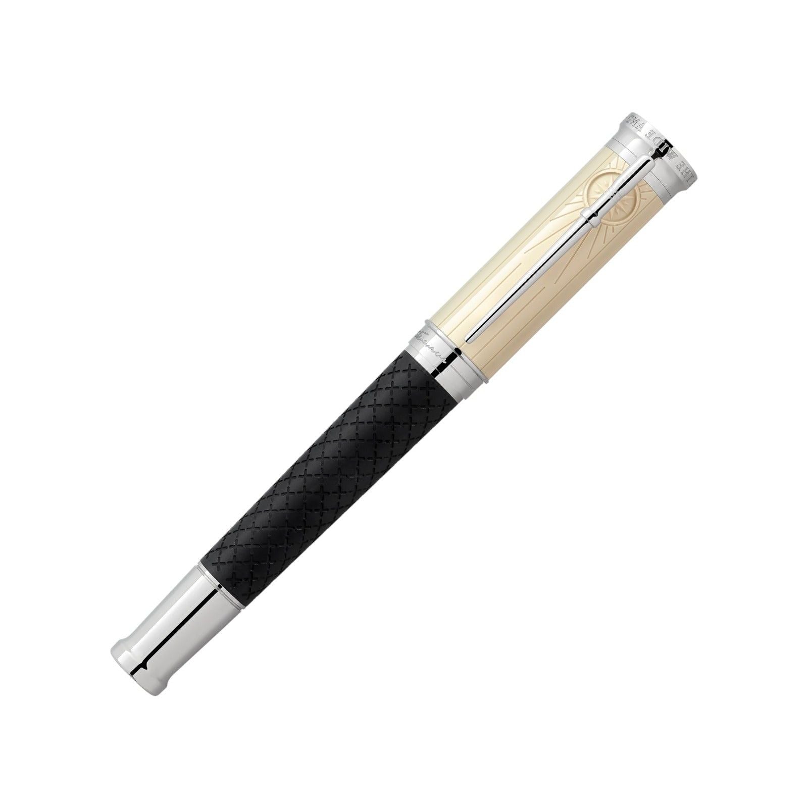 Penna stilografica Montblanc Robert L. Stevenson resina, oro rodio bianco, nero 129417-2