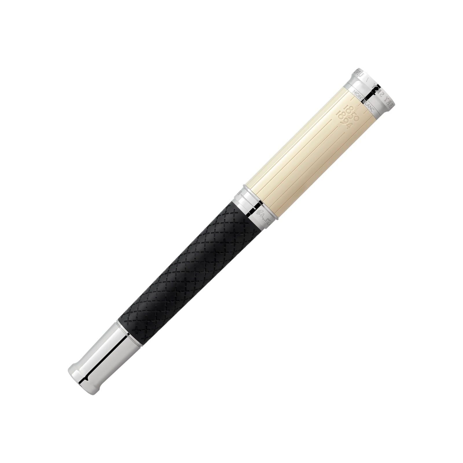 Penna stilografica Montblanc Robert L. Stevenson resina, oro rodio bianco, nero 129417-3