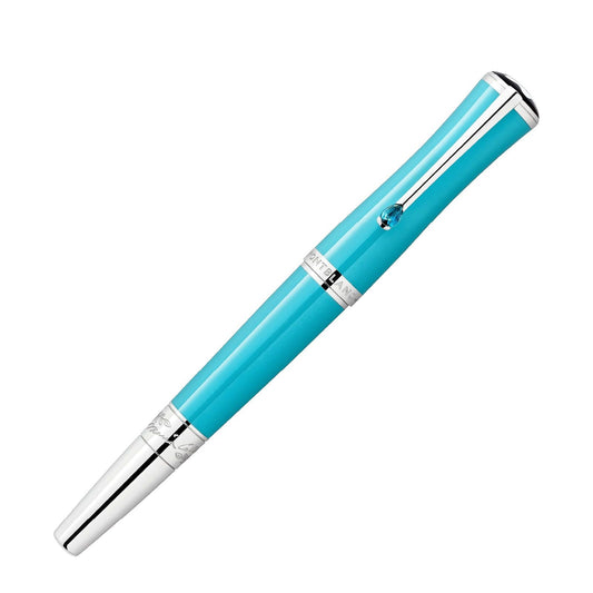 Penna roller Montblanc Muses Maria Callas resina e cristallo turchese 129565-2