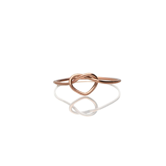 Anello Rubinia Filodamore oro rosa 9kt con cuoricino annodato 12