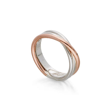 Anello Rubinia Filodellavita 3 fili in oro rosa 9kt  e argento 12