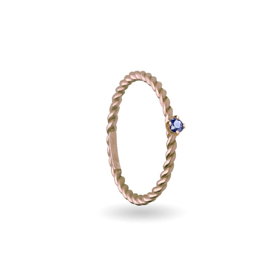 Anello Rubinia Filodamore intrecciato e zaffiro blu 0,08ct 12