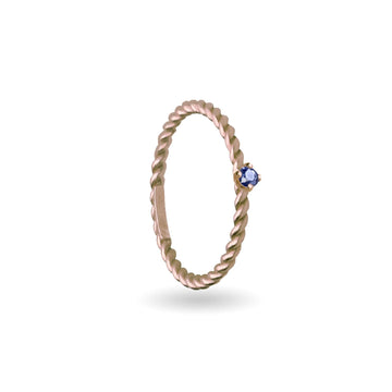 Anello Rubinia Filodamore intrecciato e zaffiro blu 0,08ct 12