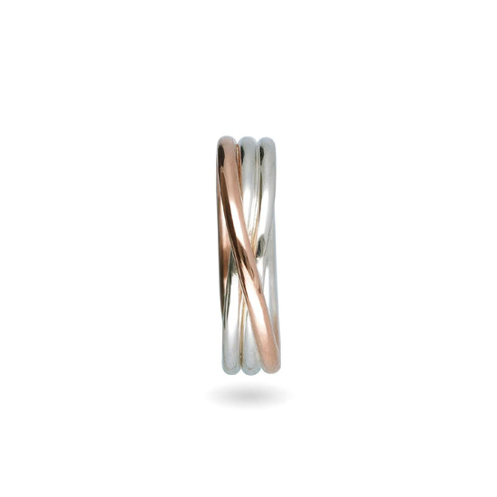 Anello Rubinia Filodellavita 3 fili in oro rosa 9kt  e argento 12