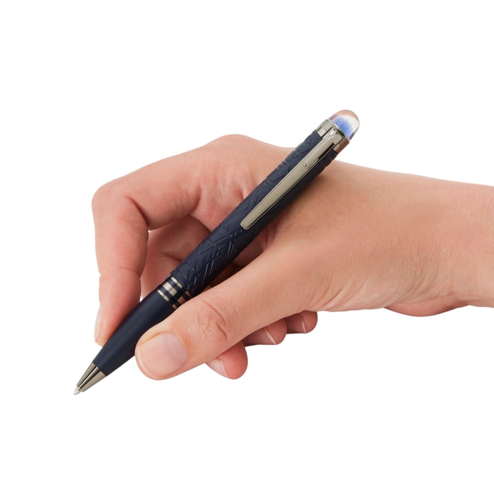 Penna a sfera Montblanc StarWalker decori Widmanstätten blu in resina 130213-5