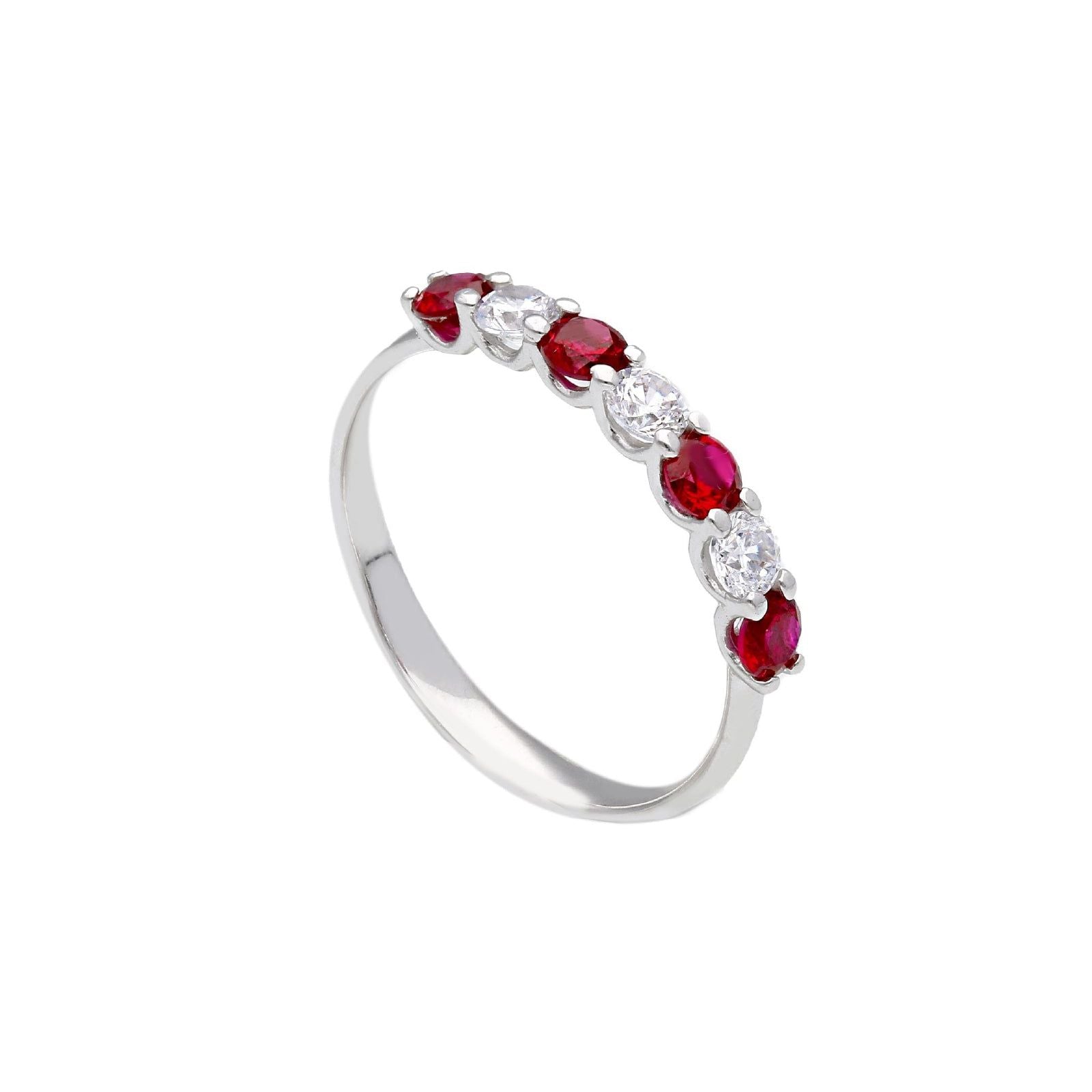 Anello veretta donna JOY Gioielli in oro bianco con zirconi e rubini 133041-1