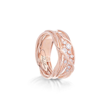 Anello Rubinia Filodellavita 10 fili oro rosa e diamanti 0,36ct 13