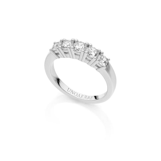 Anello veretta Unoaerre argento con cinque zirconi bianchi 13