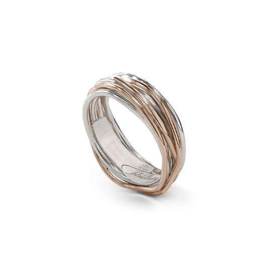 Anello Rubinia Filodellavita 7 fili in oro rosa 9kt e argento 13