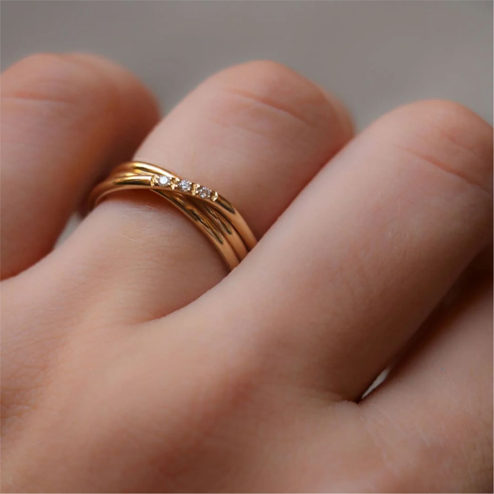 Anello Rubinia Filodellavita 3 fili oro giallo diamanti 0,04ct 13
