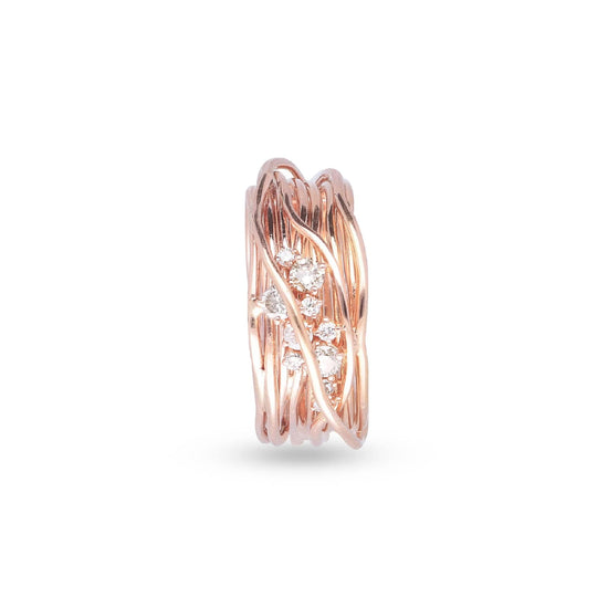Anello Rubinia Filodellavita 10 fili oro rosa e diamanti 0,36ct 13