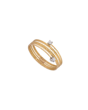 Anello da donna MagicWire Perfect con filo a spirale in oro giallo 18kt con due diamanti di 0,04ct 14-A-GD-01