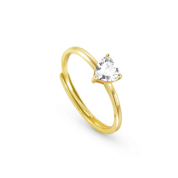 Anello regolabile Sweetrock donna argento dorato zircone cuore 148045-012-1