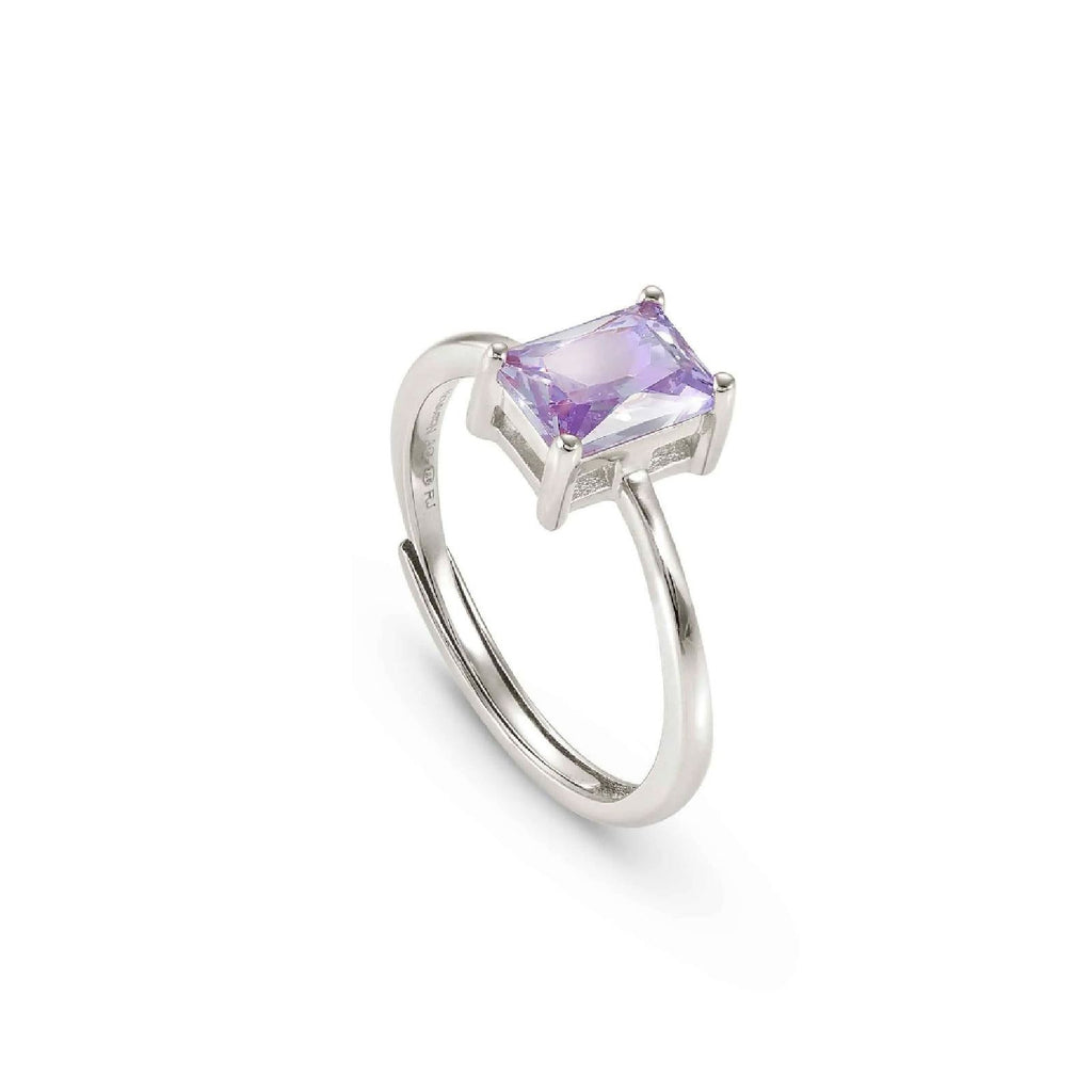 Anello solitario Nomination Colour Wave da donna in argento 925‰ rodiato impreziosito da uno zircone viola rettangolare 149824/030