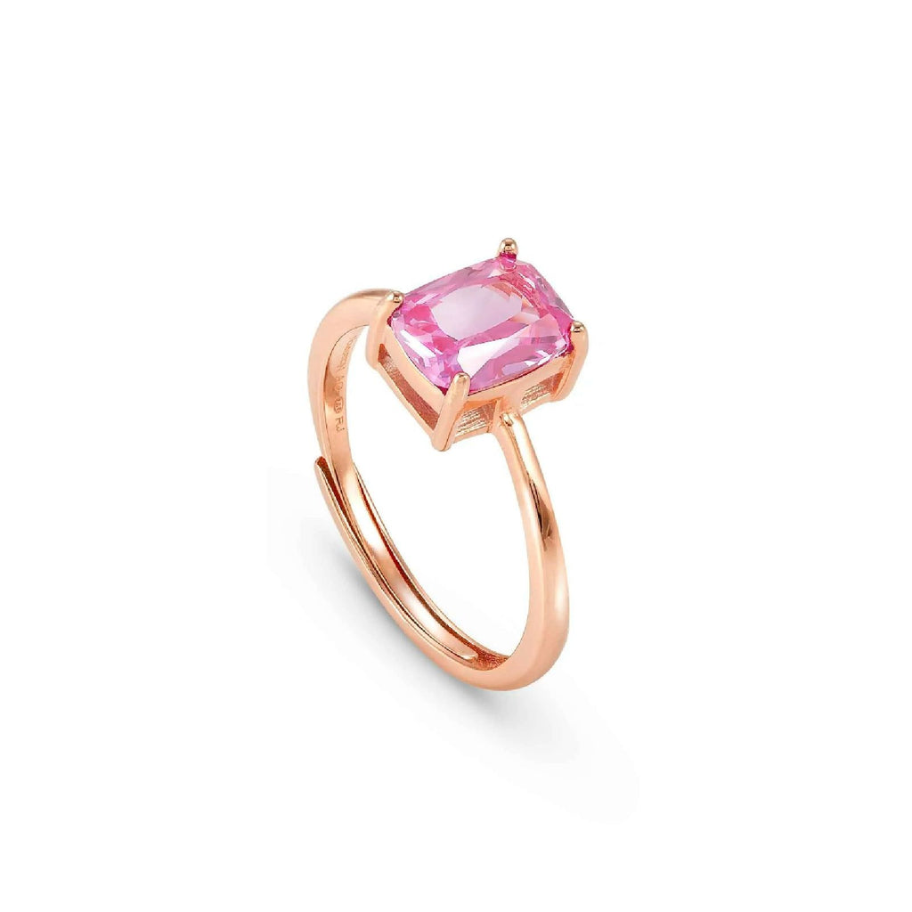 Anello solitario Nomination Colour Wave da donna in argento 925‰ rosé impreziosito da uno zircone rosa quadrato 149824/031