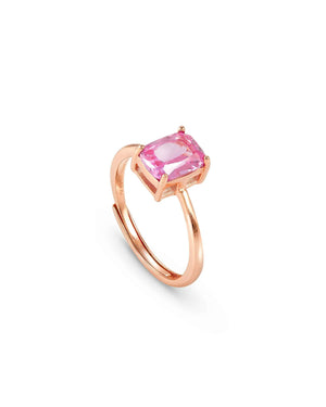Anello solitario Nomination Colour Wave da donna in argento 925‰ rosé impreziosito da uno zircone rosa quadrato 149824/031