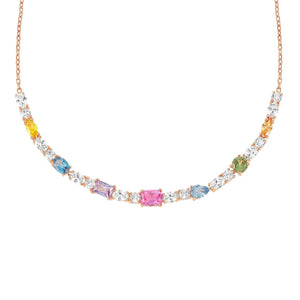 Collana tennis della collezione Nomination Colour Wave da donna in argento 925 rosé con zirconi di diversi tagli e colori 149826/011