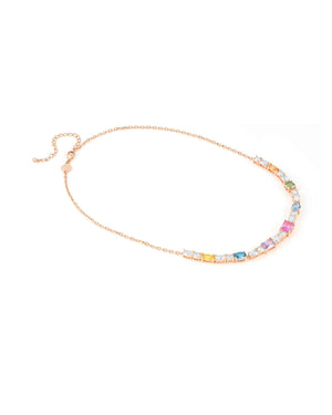 Collana tennis della collezione Nomination Colour Wave da donna in argento 925 rosé con zirconi di diversi tagli e colori 149826/011