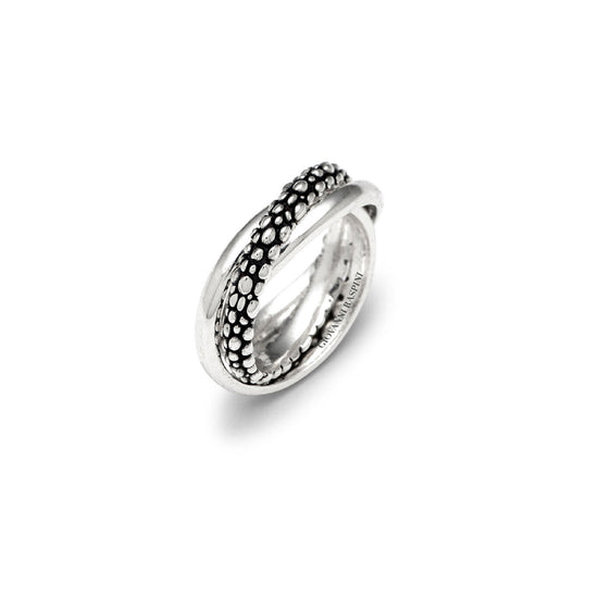 Anello tre fasce Giovanni Raspini in argento e decoro Perlage 14