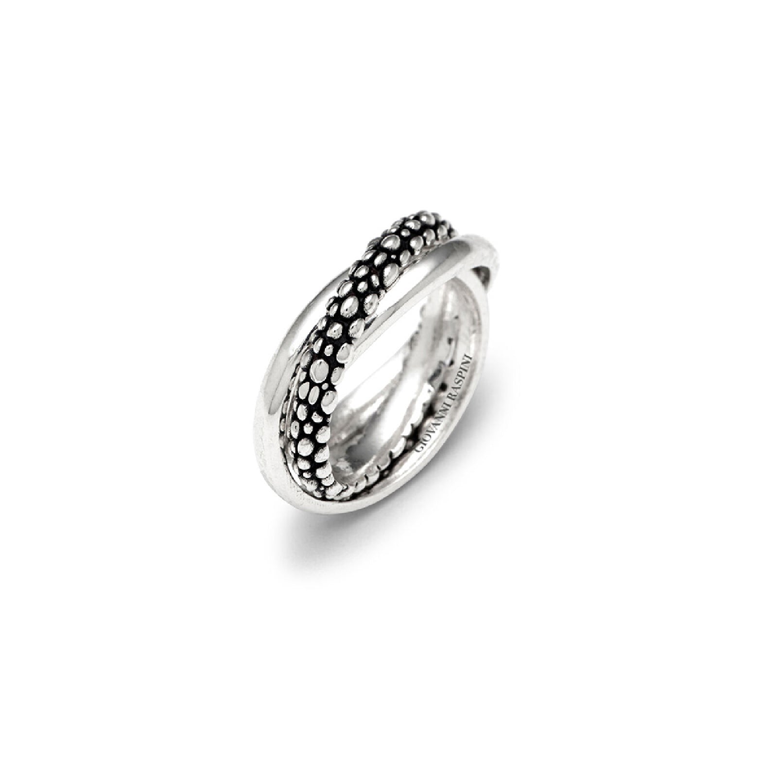 Anello tre fasce Giovanni Raspini in argento e decoro Perlage 14