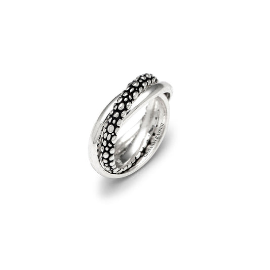 Anello tre fasce Giovanni Raspini in argento e decoro Perlage 14